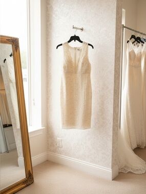 Cream Lace Sleeveless Sheath Dress 🌻👗🌺